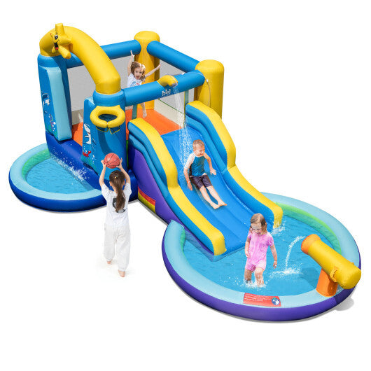 Inflatable Ocean-Themed Bounce House with 680W Blower and 2 Pools LuxuryLifeWay Online Store