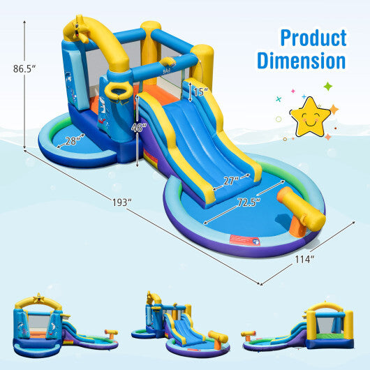 Inflatable Ocean-Themed Bounce House with 680W Blower and 2 Pools LuxuryLifeWay Online Store