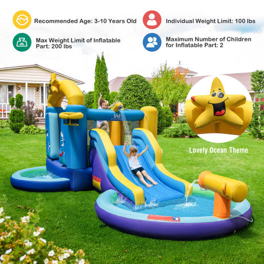 Inflatable Ocean-Themed Bounce House with 680W Blower and 2 Pools LuxuryLifeWay Online Store