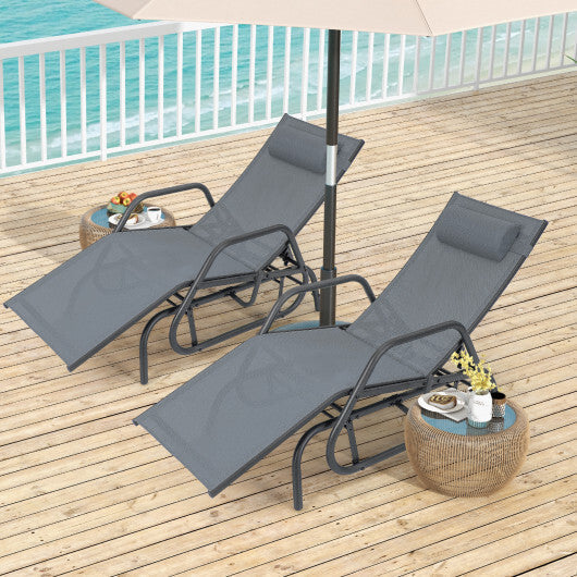 Outdoor Chaise Lounge Glider Chair with Armrests and Pillow-Gray LuxuryLifeWay Online Store