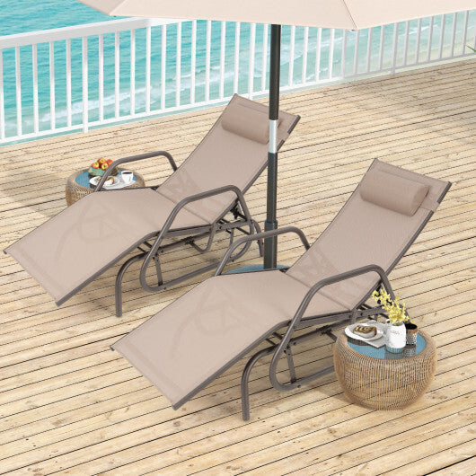 Outdoor Chaise Lounge Glider Chair with Armrests and Pillow-Gray LuxuryLifeWay Online Store