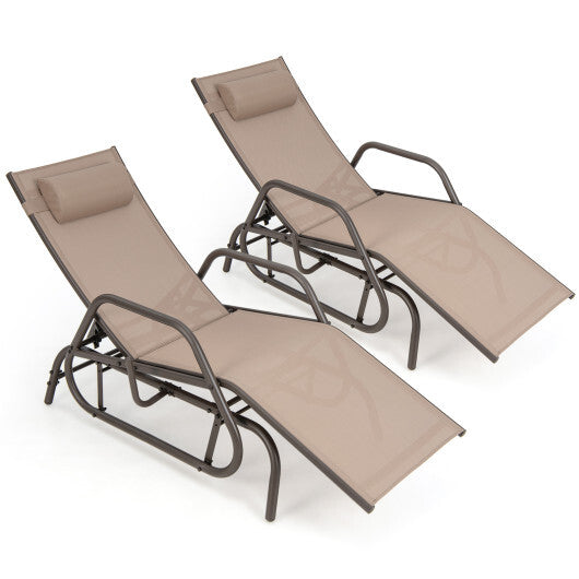 Outdoor Chaise Lounge Glider Chair with Armrests and Pillow-Gray LuxuryLifeWay Online Store