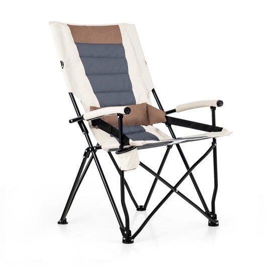 Folding Camping Chair with Cup Holder Armrest and Lumbar Pillow LuxuryLifeWay Online Store