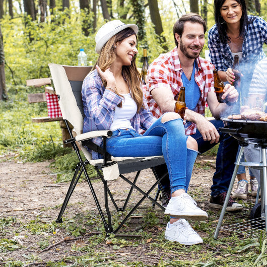 Folding Camping Chair with Cup Holder Armrest and Lumbar Pillow LuxuryLifeWay Online Store