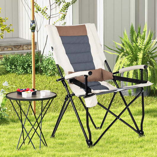 Folding Camping Chair with Cup Holder Armrest and Lumbar Pillow LuxuryLifeWay Online Store