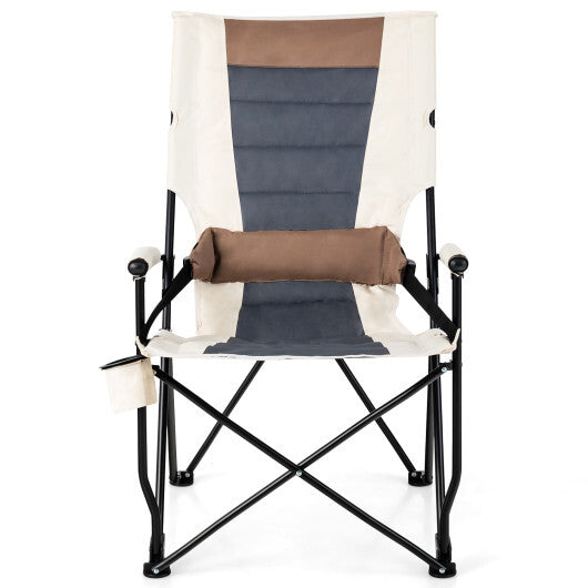 Folding Camping Chair with Cup Holder Armrest and Lumbar Pillow LuxuryLifeWay Online Store