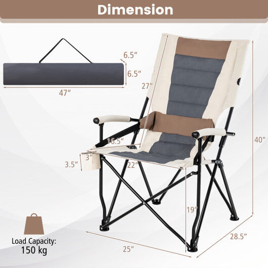 Folding Camping Chair with Cup Holder Armrest and Lumbar Pillow LuxuryLifeWay Online Store