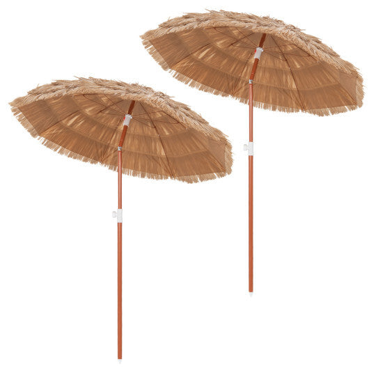 6 FT Thatched Beach Umbrella with Push Button Tilt Carrying Bag Set of 2-Natural LuxuryLifeWay Online Store