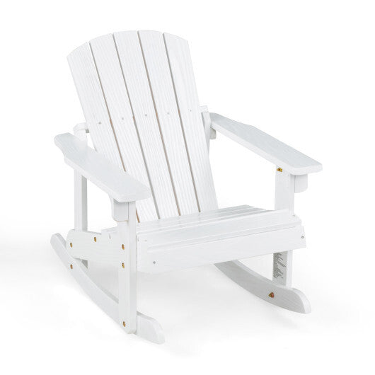 Outdoor Wooden Kid Adirondack Rocking Chair with Slatted Seat-Coffee LuxuryLifeWay Online Store