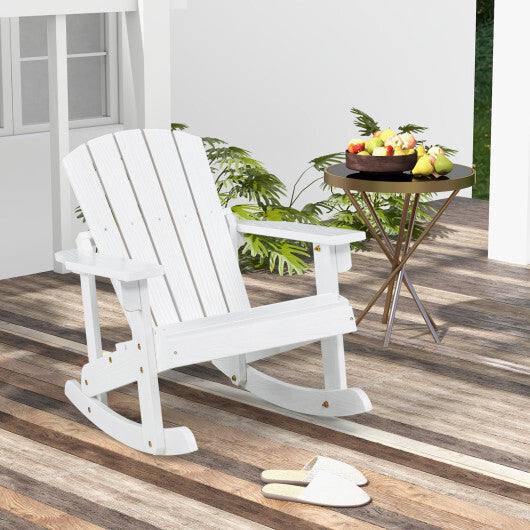 Outdoor Wooden Kid Adirondack Rocking Chair with Slatted Seat-Coffee LuxuryLifeWay Online Store