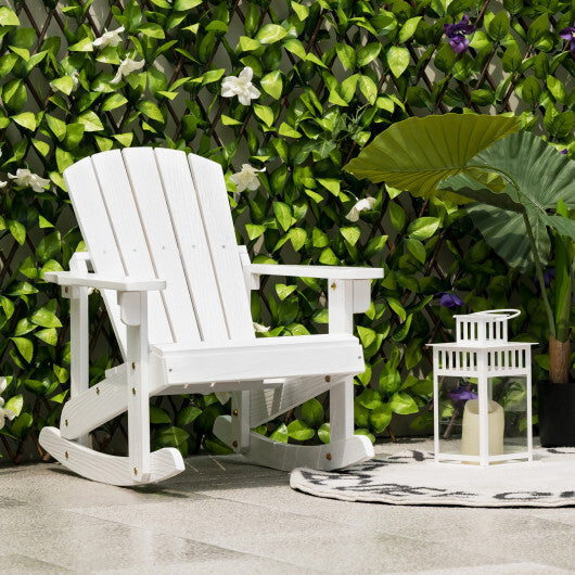 Outdoor Wooden Kid Adirondack Rocking Chair with Slatted Seat-Coffee LuxuryLifeWay Online Store