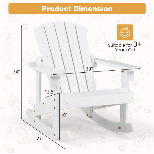 Outdoor Wooden Kid Adirondack Rocking Chair with Slatted Seat-Coffee LuxuryLifeWay Online Store