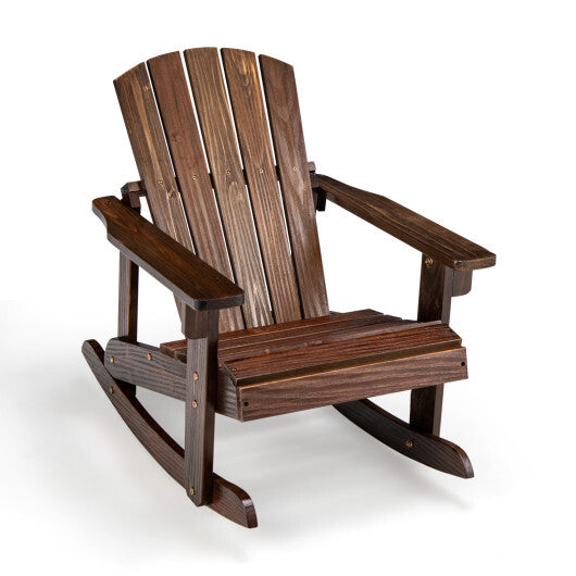 Outdoor Wooden Kid Adirondack Rocking Chair with Slatted Seat-Coffee LuxuryLifeWay Online Store