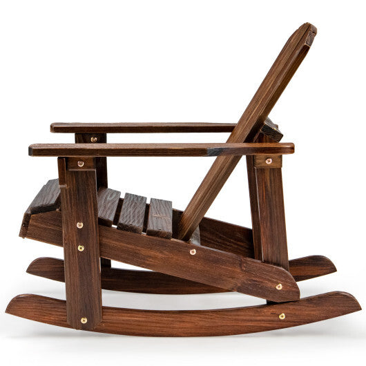 Outdoor Wooden Kid Adirondack Rocking Chair with Slatted Seat-Coffee LuxuryLifeWay Online Store