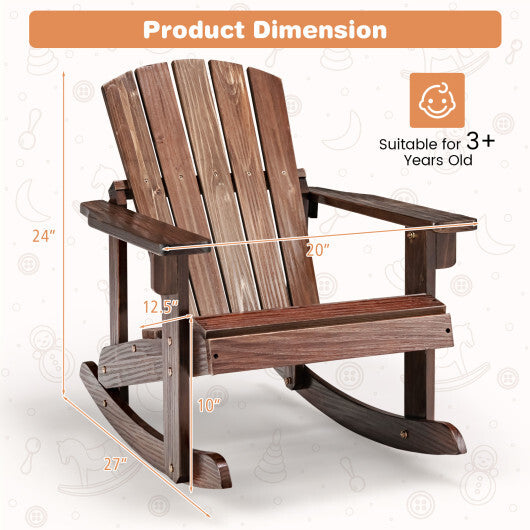 Outdoor Wooden Kid Adirondack Rocking Chair with Slatted Seat-Coffee LuxuryLifeWay Online Store