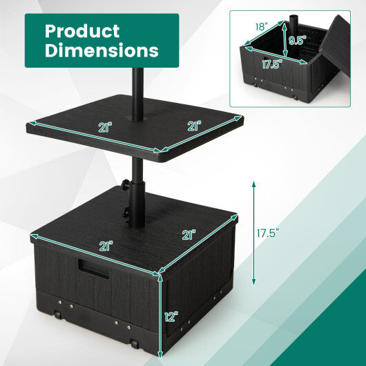 175 LBS Outdoor Fillable Umbrella Base with Table Tray-Black LuxuryLifeWay Online Store