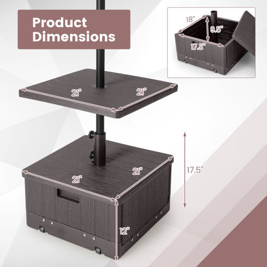 175 LBS Outdoor Fillable Umbrella Base with Table Tray-Black LuxuryLifeWay Online Store