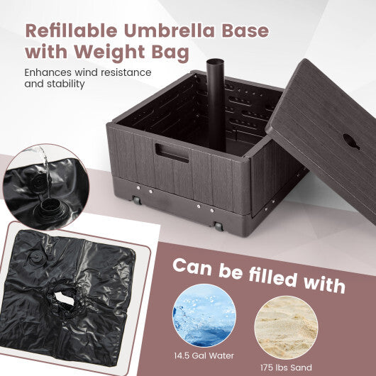 175 LBS Outdoor Fillable Umbrella Base with Table Tray-Black LuxuryLifeWay Online Store
