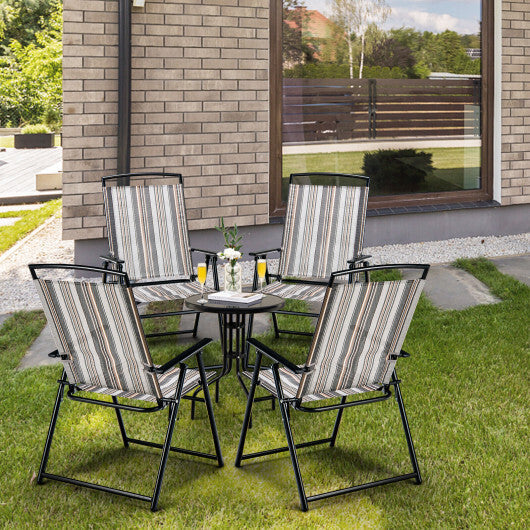 Set of 2 Patio Folding Sling Chairs Space-saving Dining Chair-Gray LuxuryLifeWay Online Store