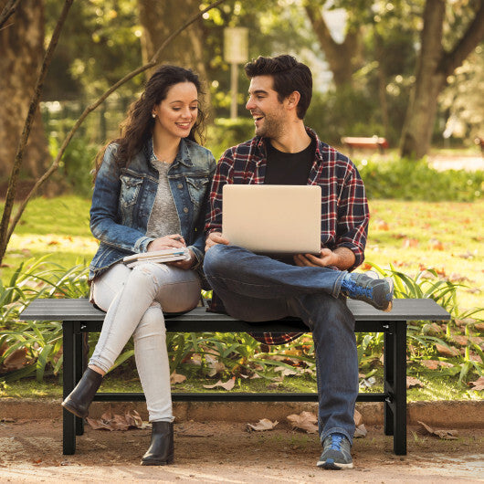 47 Inch Outdoor Chair with Slatted Seat Plastic Coated Iron Frame-Gray - Color: Gray LuxuryLifeWay Online Store