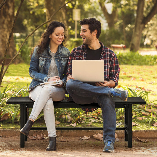 47 Inch Outdoor Chair with Slatted Seat Plastic Coated Iron Frame-Brown