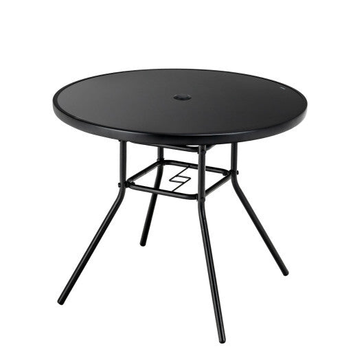 34 Inch Patio Dining Table with 1.5 inch Umbrella Hole for Garden LuxuryLifeWay Online Store