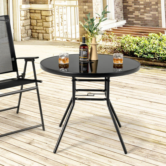 34 Inch Patio Dining Table with 1.5 inch Umbrella Hole for Garden LuxuryLifeWay Online Store