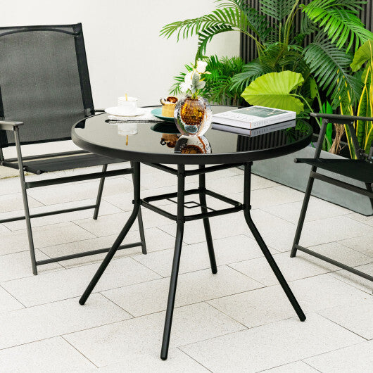 34 Inch Patio Dining Table with 1.5 inch Umbrella Hole for Garden LuxuryLifeWay Online Store
