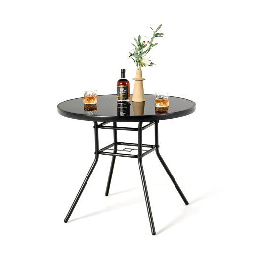 34 Inch Patio Dining Table with 1.5 inch Umbrella Hole for Garden LuxuryLifeWay Online Store
