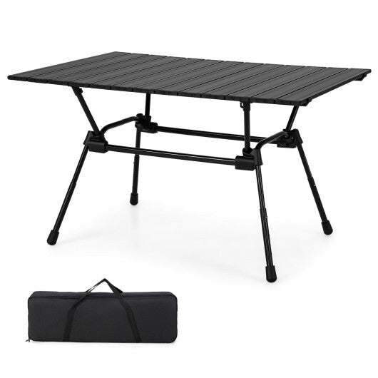 Folding Heavy-Duty Aluminum Camping Table with Carrying Bag-Silver