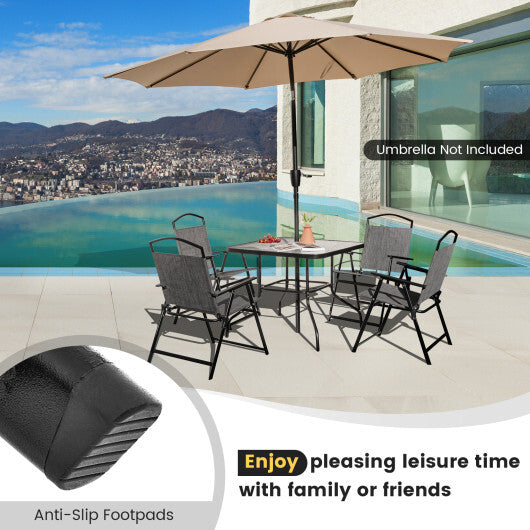 Patio Folding Chairs Set of 4 with Cozy Seat Fabric and Heavy-Duty Metal Frame-Gray LuxuryLifeWay Online Store