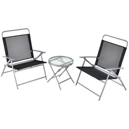 3 Pieces Patio Folding Chair Set Outdoor Metal Conversation Set LuxuryLifeWay Online Store