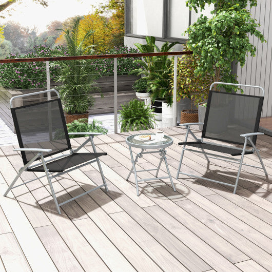 3 Pieces Patio Folding Chair Set Outdoor Metal Conversation Set LuxuryLifeWay Online Store