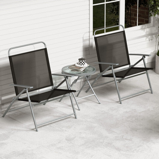 3 Pieces Patio Folding Chair Set Outdoor Metal Conversation Set LuxuryLifeWay Online Store