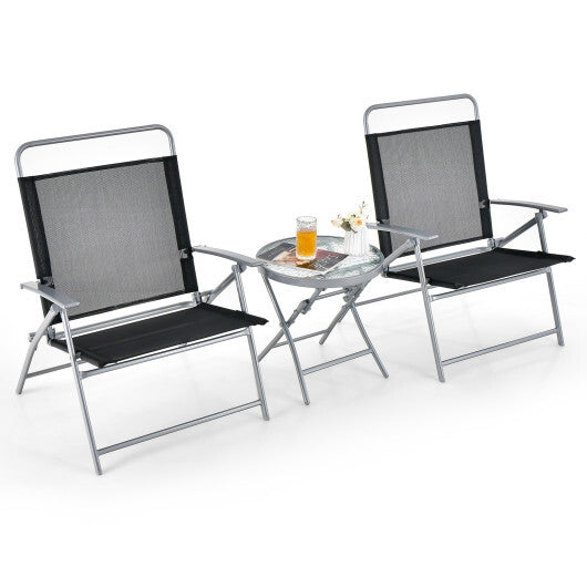3 Pieces Patio Folding Chair Set Outdoor Metal Conversation Set LuxuryLifeWay Online Store
