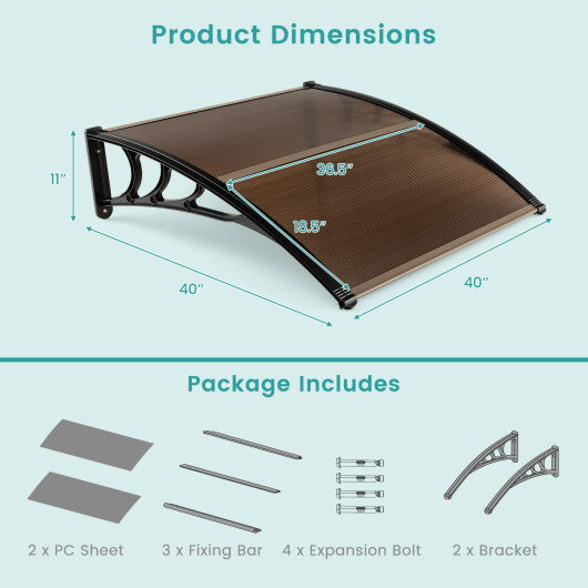 Outdoor Front Door Patio Overhang Awning for Sunlight Rain Snow Wind Protection-40 x 40 Inch LuxuryLifeWay Online Store