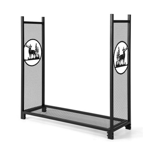 4 Feet Firewood Rack Stand with Mesh Sides LuxuryLifeWay Online Store