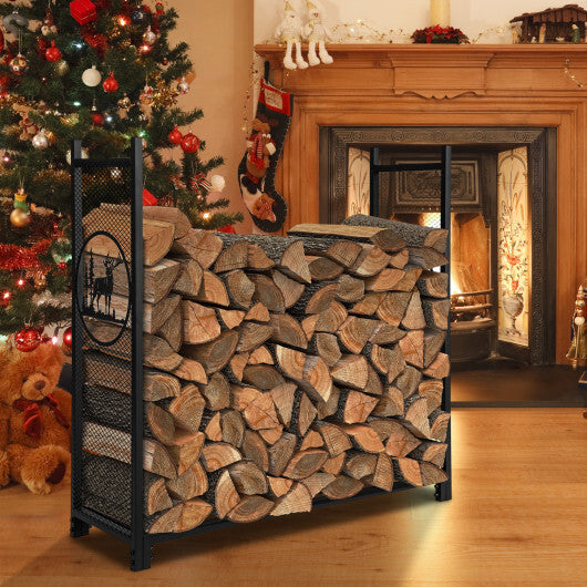 4 Feet Firewood Rack Stand with Mesh Sides LuxuryLifeWay Online Store