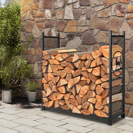 4 Feet Firewood Rack Stand with Mesh Sides LuxuryLifeWay Online Store