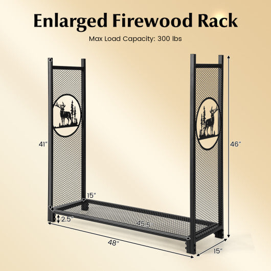 4 Feet Firewood Rack Stand with Mesh Sides LuxuryLifeWay Online Store