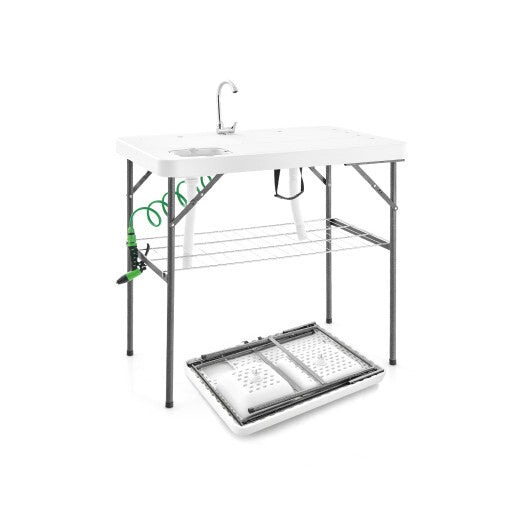 2-in-1 Folding Fish Cleaning Table-White LuxuryLifeWay Online Store