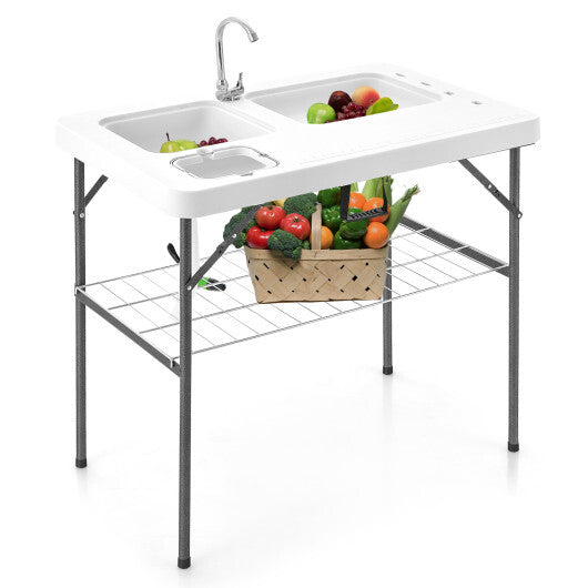 2-in-1 Folding Fish Cleaning Table-White LuxuryLifeWay Online Store