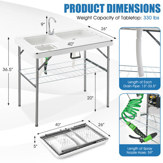 2-in-1 Folding Fish Cleaning Table-White LuxuryLifeWay Online Store
