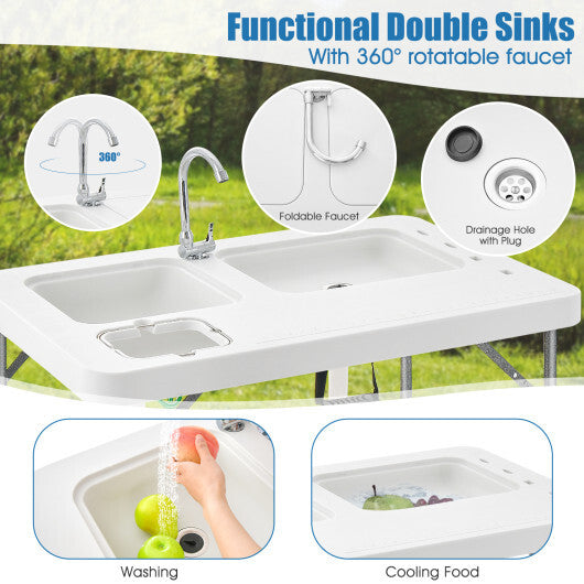 2-in-1 Folding Fish Cleaning Table-White LuxuryLifeWay Online Store