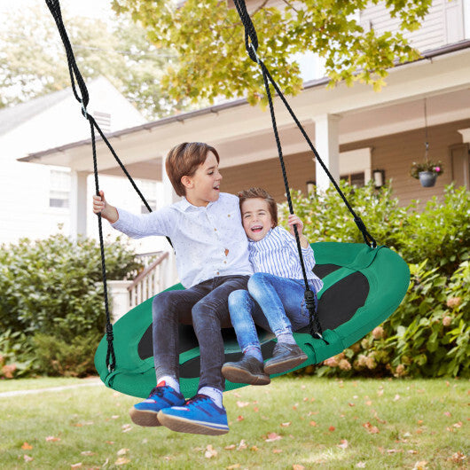 40 Inches Saucer Tree Swing Round with Adjustable Ropes and Carabiners-Green LuxuryLifeWay Online Store