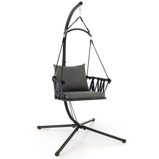 Hanging Swing Chair with Stand-Gray LuxuryLifeWay Online Store