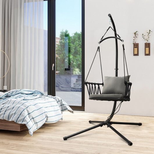 Hanging Swing Chair with Stand-Gray LuxuryLifeWay Online Store