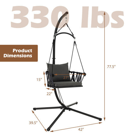 Hanging Swing Chair with Stand-Gray LuxuryLifeWay Online Store