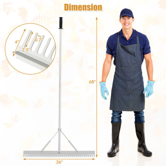 Aluminum Rake with 36 Inch Wide Rake Head and 68 Inch Long Handle LuxuryLifeWay Online Store