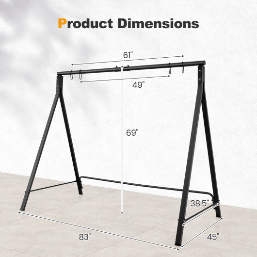 Patio Metal Swing Stand with A-Shaped Structure-Black LuxuryLifeWay Online Store
